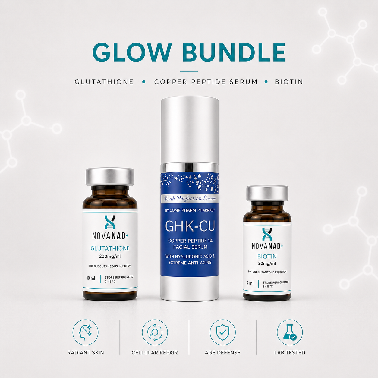 Glow Bundle | Glutathione, Biotin & Copper Peptide Serum